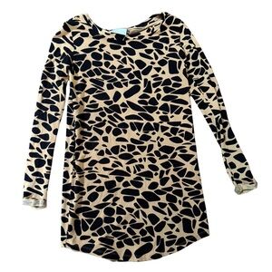 Ava Sky Fighting Eel Hawaii Mocha Pieces Chic Long Sleeve Mini Dress XS